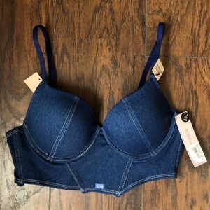 Y2K Western Grunge Festival Baddie Denim Jean Corset Bustier Bralette Bra Top